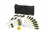 Stanley STHT0-62113 - Juego de 42 destornilladores con bolsa de nylon, Portapuntas + Puntas + Magnetizador, Punta del mango lisa, Destornillador de acero cromado, Anticorrosión, Recubrimiento SoftGrip