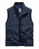 Oralidera Chaleco Deportes para Hombre con Cremallera Fotografía Chaleco para Pesca Caza Senderismo Chalecos Exteriores para Hombre, Azul, M