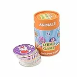 ambarscience- Memo Games Animales - Juego de Memoria Educativo para Buscar Las Parejas y Aprender Las Palabras en inglés,con 40 Piezas, para niños 3+.