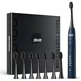 Seago Cepillo de Dientes Eléctrico Sónico, Cepillo Electrico Con 8 Cabezales de Recambio Para Adultos, 42000 Vpm 5 Modos Cepillo de Dientes Viaje (Negro)
