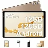 BIEGEDY Tablet 10 Pulgadas PC 12GB RAM + 128GB ROM/TF 1TB，Octa-Core 2.0 GHz, | 5G WiFi | Bluetooth 5.0 | 6000mAh | 1280 * 800 Pixels | 5MP+8MP, Tablet con Funda Oro