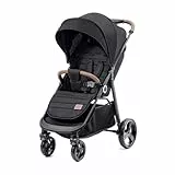 kk Kinderkraft GRANDE PLUS Silla de Paseo ligera desde Nacimiento hasta 22 kg, Plegado con una sola mano, Posición tumbada, Suspensión de todas ruedas, Capota grande XL, Negro