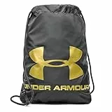 Under Armour Unisex Ozsee Sackpack, Bolsa de deporte resistente al agua con cierre de cordón seguro, Mochila deportiva y duradera para actividades al aire libre y viajesBlack / / Metallic Gold,OSFA