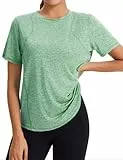 Gyabnw Camiseta Deporte Mujer Camisetas Fitness de Manga Corta Camiseta Holgada de Secado Rápido Deportiva Entrenamiento Atlético Ropa Yoga VeranoTop con Cuello Redondo