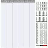 VEVOR Cortina de Tiras 97x213,4 cm Cortina de Puerta de PVC Transparente 6 Tiras de Plástico Espesor de 2 mm para Puerta de Cámara Frigorífica, Almacén, Refrigerador de Supermercado, Garajes