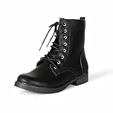 Amazon Essentials Botas de Combate con Cordones Mujer, Negro, 42 EU