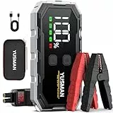 YUSMAN Arrancador de Coches,5000A Arrancador de Baterias de Coche, 12V Arrancador de Coche Portátil con para 8L Gasolina o 6L Diesel, Linterna LED de Emergencia,Carga Rápida,Pantalla LCD Extragrande