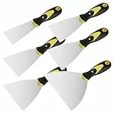Homshsjhkis 6 Piezas Espatula Masilla, Espátula Rasguños Rascador Acero Inoxidable con Mango Ergonómico Plástico, Cuchillo Llenado Herramienta Multiusos para Masilla, Papel Tapiz, Quitar Pintura