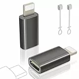 layajia Adaptador USB C a Lightning, Adaptador Lightning a USB C para iPhone 14/13/12/iPad/Airpods, Soporta Carga/Transmisión de Datos, No para Auriculares/Audio/OTG, Anti-Pérdida, 2 Piezas, GunGrey