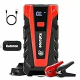 KATOROE Arrancador de Coches 4000A, 12V Arrancador de Batería de Coche, Jump Starter con 2.5 Inch Pantalla LCD, Clips de Seguridad Inteligentes, Luz LED (Jump STARTER-011)