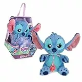 BABY PAWS Stitch, Peluche Interactivo, con Sonidos Que Abre y Cierra los Ojos e Incluye una Bolsa para Llevarlo Contigo, Juguete Regalo para Niños y Niñas de 3 Años o Más