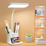 Flexo LED de Escritorio Antifatiga Ocular – Lámpara con 3 Modos de Luz y 8 Niveles de Brillo Regulable, Plegable con Cuello de Cisne 360° para Estudio, Oficina y Lectura