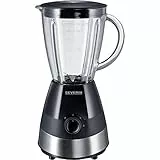 SEVERIN Batidora de vaso, batidora picadora con 2 velocidades y pulsación adicional, batidora eléctrica con cuchillas de acero inoxidable, 550 W, 1,5 L, plateado/negro, SM 3718