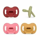 Suavinex, Pack 4 Chupetes Todo Silicona, para Bebés 0/6 Meses, Chupete con Tetina Fisiológica SX Pro, Súper Blandito y Flexible, Ideal para Dormir. Honey, Lake, Chili, Fuchsia