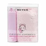 Beter – Toalla facial desmaquillante reutilizable, con turbante para cabello, elimina el maquillaje solo con agua, color rosa,ideal para llevar de viaje