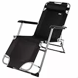 AKTIVE Tumbona de Playa Plegable y reclinable 2 Posiciones Negra, Medidas 47 x 95 x 75cm, Peso máx. 110 Kg, Material Acero y poliéster, Antivuelco, tumbonas y hamacas de Playa (62295)