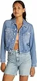 Calvin Klein Cazadora vaquera Mujer Cropped 90'S Denim Trucker con bolsillos en el pecho, Azul (Denim Light), L