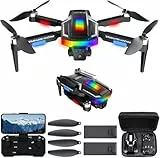 Gerbala Drone Plegable Sin Escobillas para Principiantes - Fácil Despegue/Atterrizaje, Doble Cámara, 3D Flip, Sensor de Gravedad, Follow Me - FPV Wi-Fi Dron con Cámara HD 1080P y 2 Baterías