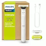 Philips OneBlade Intimate, diseñada para el cuidado púbico, Recorta y afeita con protección extra para la piel, modelo QP1924/30