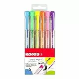Kores - Bolígrafos de gel neón K11, 0,8 mm, forma triangular ergonómica, punta cromada, tinta de gel, suministros de vuelta a la escuela, manualidades y bolígrafos de escritura, paquete múltiple de