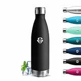 Grsta Botella Agua Acero Inoxidable, 750ml Botella Termica, A Prueba de Fugas, Botella Agua Gimnasio, sin BPA, Cantimplora Acero Inoxidable, Fácil de llevar, para Oficina, Senderismo, Yoga, Cámping
