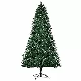 HOMCOM Árbol de Navidad Artificial 210 cm Ignífugo con 1064 Ramas con 2 Tipos de Puntas de PVC Base Plegable y Soporte de Acero Decoración Navideña de Interior Verde