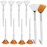 Brocha para Mascarilla,10 Pcs Cepillos de Máscara de Abanico Pinceles para Mascarillas Faciales Cepillo Aplicador Facial de Blanco y Marrón para Crema de Mascarilla de Barro