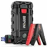 BRPOM - Arrancador de batería de coche, 3000 A, arrancador de emergencia para coche/moto (motores de gasolina de hasta 7,0 l o motores diésel de 5,5 l), linterna led, puerto USB para smartphone