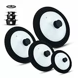 M.S.N Juego de 4 tapas de cristal universales, 4 piezas, ollas y sartenes de 16/18/20 cm y 20/22/24 cm y 24/26/28 cm y 28/30/32 cm, con válvula de salida y borde de silicona. (negro)