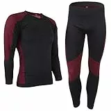 ALPIDEX Ropa Interior térmica Hombre cálido Deportes Funcional Transpirable esquí Deportes Conjuntos térmicos Invierno otoño, Tamaño:l/XL, Color:Negro-Rojo