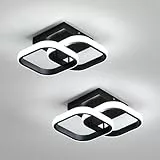 Comely 2 Paquetes LED de Techo Modernas, 24W 2700LM Pequeña Lámpara de Techo LED Interior Cuadrada para Dormitorio, Pasillo, Balcón, Luz Blanca 6500K, Negro, 24cm