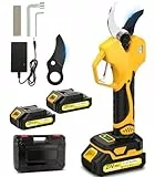 Tijeras De Podar Electricas, 50mm Tijeras De Podar Bateria,Con pantalla, motor brushless de 1000W, 2 baterías de 2000mAh, 2 cuchillas SK7, 1000 cortes por carga, Cizallas eléctricas para poda