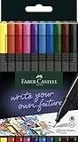 Faber-Castell 151610 - Caja de 10 Rotuladores Punta Fina, Marcadores Finos de 0,4 mm con Agarre Ergonómic para Dibujar y Colorear, Rotuladores para Adultos y Niños de Colores Vibrantes