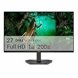 DELL 27 Monitor Gaming - SE2725HG, Full HD (1920x1080), 200Hz, Fast IPS, 1ms, AMD FreeSync Premium, 99% sRGB, VESA (100x100mm), DisplayPort, 2 HDMI, 3 Años de Garantía, Negro