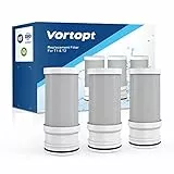 Vortopt Repuesto certificado NSF para agua de grifo T1-ACF/T2-ACF, 3-6 meses de vida útil, reduce el cloro, el sabor y el olor, filtro T1/T2 (paquete de 3)