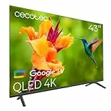 Cecotec Smart TV, Televisor QLED de 43 Pulgadas Resolución 4K UHD V4 Series VQU40043. Google TV, Dolby Vision&Atmos, VRR, HDMI 2.1, USB 3.0, HDR10, 16 GB ROM, Google Voice Assitant, Chromecast