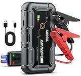 Arrancador de Baterias de Coche, 4000A Arrancador de Coches (para Motor de Gas de 7.0L o Diesel de 5.5L), 12V Jump Starter Portátil, Clips de Seguridad Inteligentes, 3 Modos Lámpara LED