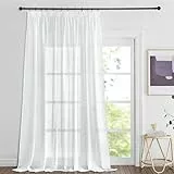 PONY DANCE Cortinas de Salon Cortinas Translucidas Cortinas Blancas Visillos Dormitorio para Riel Cortina Ventana Cortinas con Aspecto de Lino, 1 Pieza, 200x245 CM, Blanco