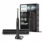Philips Sonicare 4100 Cepillo dental eléctrico, para adultos, con 1 cabezal de cepillado sónico, W2 Optimal White en negro, estuche de viaje compacto y cargador USB, modelo HX3683/54