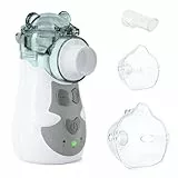 AEKREY Nebulizador Portátil, Nebulizador Bebe y Adultos Silencioso 35dB 5 Velocidades Inhaladores Eléctricos Recargable 750mAh Inhalador Reemplazable para Doméstico y Viaje (Gris)