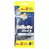 Gillette Blue3 Smooth Maquinillas Desechables Para Hombre, Tres Hojas De Afeitar Con Cabezal Pivotante 40 grados Y Banda Lubricante, 4 unidades