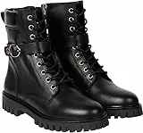 Tommy Hilfiger Mujer Botines de caña baja Buckle Lace Up Botas, Negro (Black), 38 EU