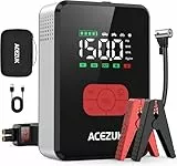 ACEZUK 7000A Arrancador de Baterias de Coche con 150PSI Compresor de Aire, Arrancador Coche Portatil con Inflador(Todo Gas o 12.0L Diésel), 12V Jump Starter, Pantalla Grande LCD, 600 Lúmenes LED