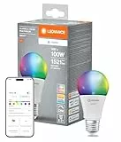 LEDVANCE Lámpara LED SMART+ MATTER, aspecto esmerilado, 14W, 1521 lm, forma clásica con casquillo E27, función RGBW y luz blanca, control por aplicación o por voz, vida útil de hasta 20.000 horas