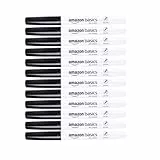 Amazon Basics Rotuladores de punta fina y poco olor para pizarra blanca, negro, 12 unidades