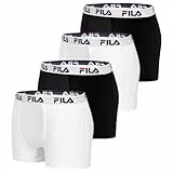 FILA Calzoncillos Hombre Boxer Algodón, Ropa Interior Hombre, Anti-irritación, Transpirable (Lote de 4)