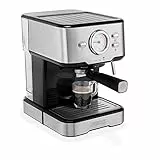 Princess 249412 Máquina de café para Espresso, Compatible con cápsulas Nespresso y café molido, 1 o 2 tazas, 20 bares de presión, Depósito extraíble de 1.5L, con espumador de leche, 1100 W