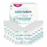 WaterWipes Sensitive+ On The Go Wipes, 100 unidades (paquete de 10), 3 en 1 Limpia, Cuida, Protege, 99,9% Agua, Toallitas húmedas sin perfume