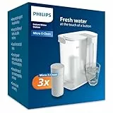 Filtro de agua instantáneo Philips Water, 3 cartuchos de filtro de repuesto Filtración Avanzada, 3 l de capacidad, flujo rápido de 1 l/min, recargable por USB-C