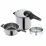 WMF Perfect Premium - Set con olla ultra rápida/a presión de 22 cm y 6,5 litros Acero Inoxidable Pulido, fabricada en Alemania, fabricada en Cromargan